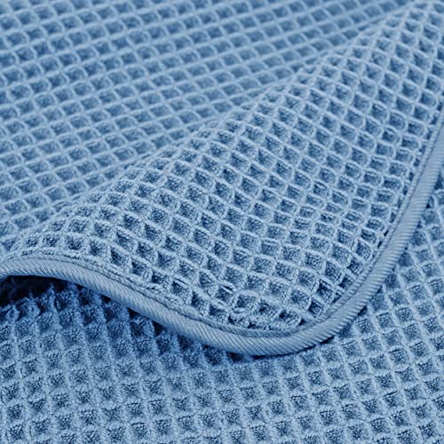 Polyte Microfiber Quick Dry Lint Free Bath Sheet, 70 X 35 In, Set Of 2 (Blue, Waffle Weave) #TOP1