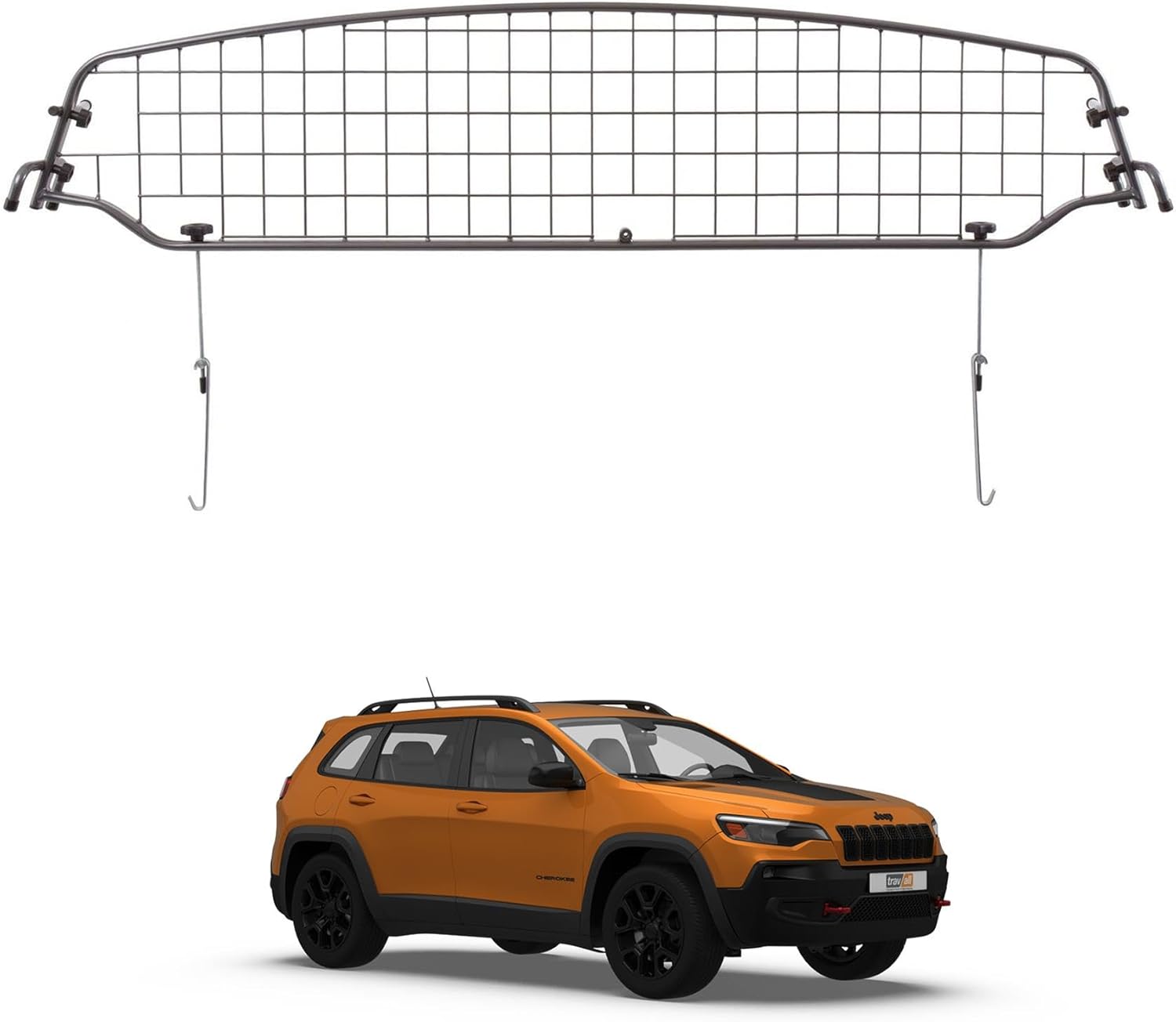TRAVALL Compatible with Jeep Cherokee (2018-2023) Dog Car Barrier Guard Custom Fit Heavy Duty Steel Mesh Trunk Divider Safety Travel Premium Luggage Cargo Barrier Backseat Protection
