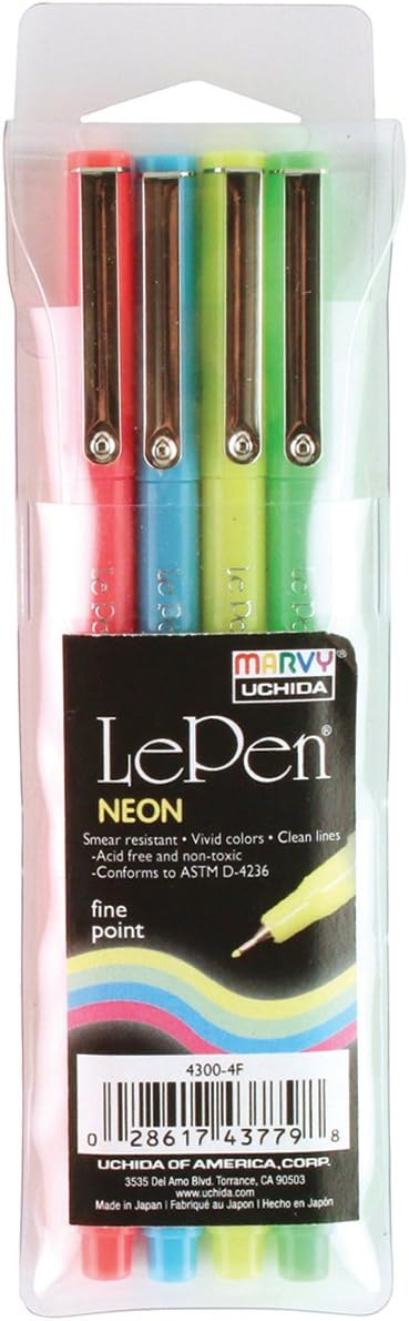 Uchida 4 Piece Le Neon Pen, Set