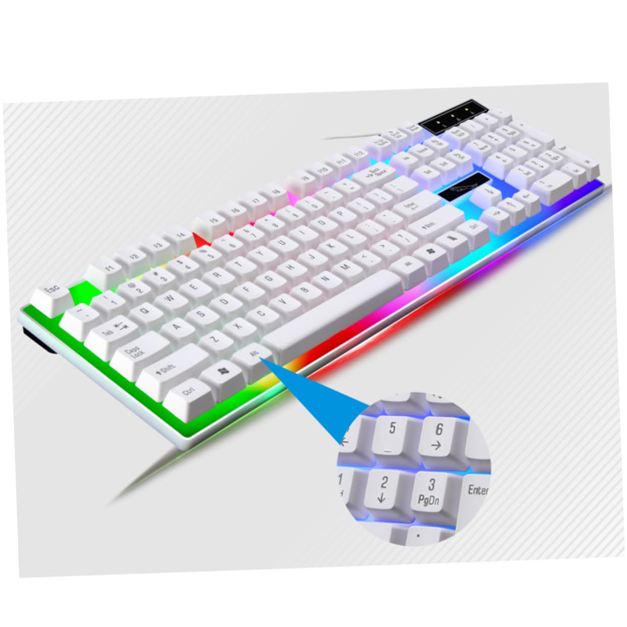 Gadpiparty Set Tastiera Bianca Mouse Cablato Accessori Gaming Retroilluminazione LED Colorata Ergonomica e Design Tasti Galleggianti per PC da Gioco