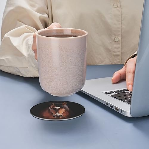 Miniatura 8 de Posavasos de cuero de caballo marrón para bebidas con soporte, juego de 6 posavasos de mesa para beber, sala de estar, cocina, decoración de café