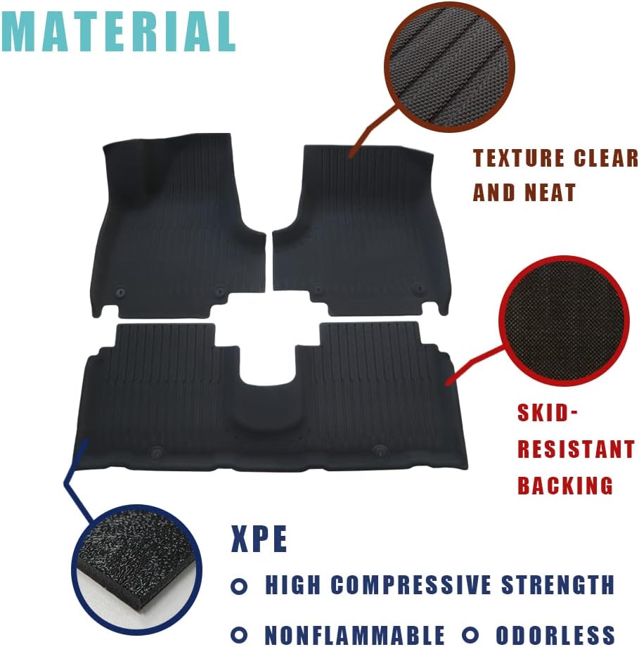 BestEvMod for Ioniq5 All Weather Floor Mats XPE Anti-High Temperatuer Liner Floor Mats 1st & 2nd Row Compatible with Hyundai Ioniq 5 Limited Trim 2022 2023 2024 Accessories (Slide Console Version) - Image 4
