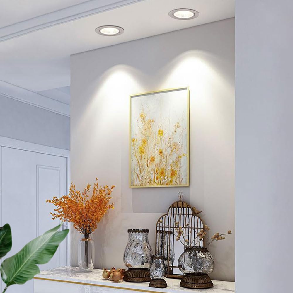 Foco LED empotrable de 5 W/7 W/10 W COB CRI80, lámpara de Foco LED, Luces LED empotradas de ángulo Ajustable, Kits de iluminación de Techo seleccionables de 3000 K/4000 K/6000 K (10 W, luz b