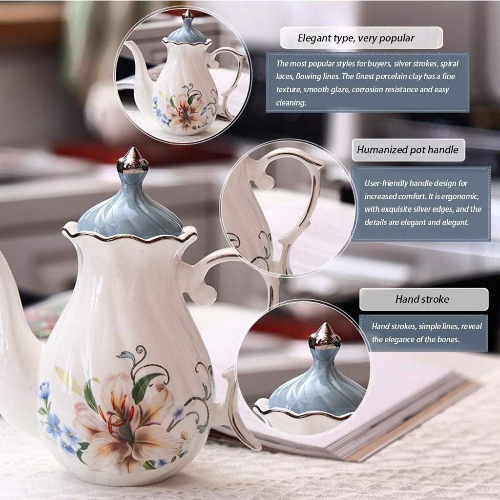 Set da tè da 8 Pezzi, Set da caffè, Set da tè in Porcellana, Serie Soggiorno, Set di Tazze in Stile Europeo, Set di Tazze da caffè per La Famiglia, Set di Tazze da tè, Set Regalo,