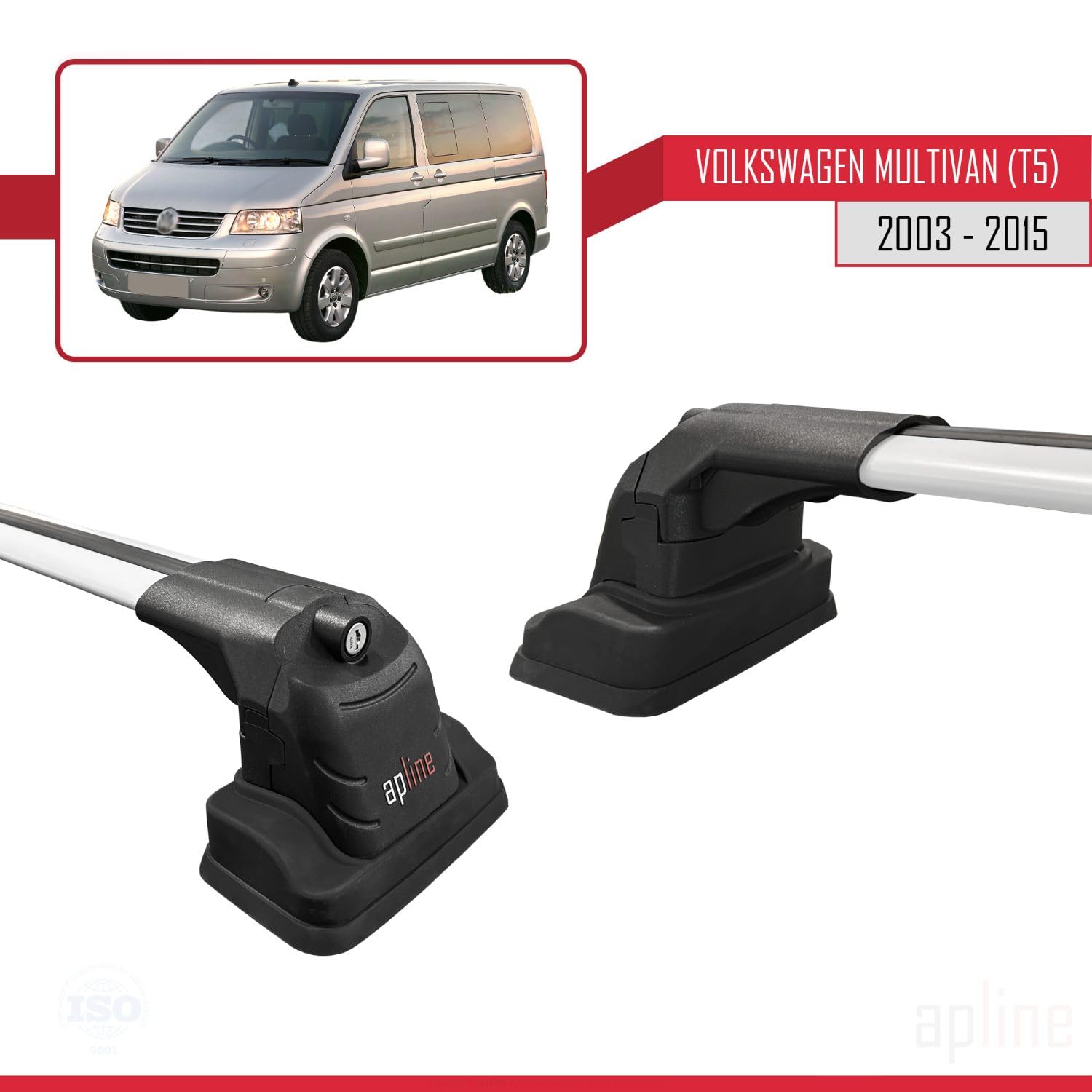 Kompatibel mit Volkswagen Multivan (T5) 2003-2015 ACE-3 Modell Relingträger Dachträger Auto Gepäckträger Grau Aluminium 2 Stangen