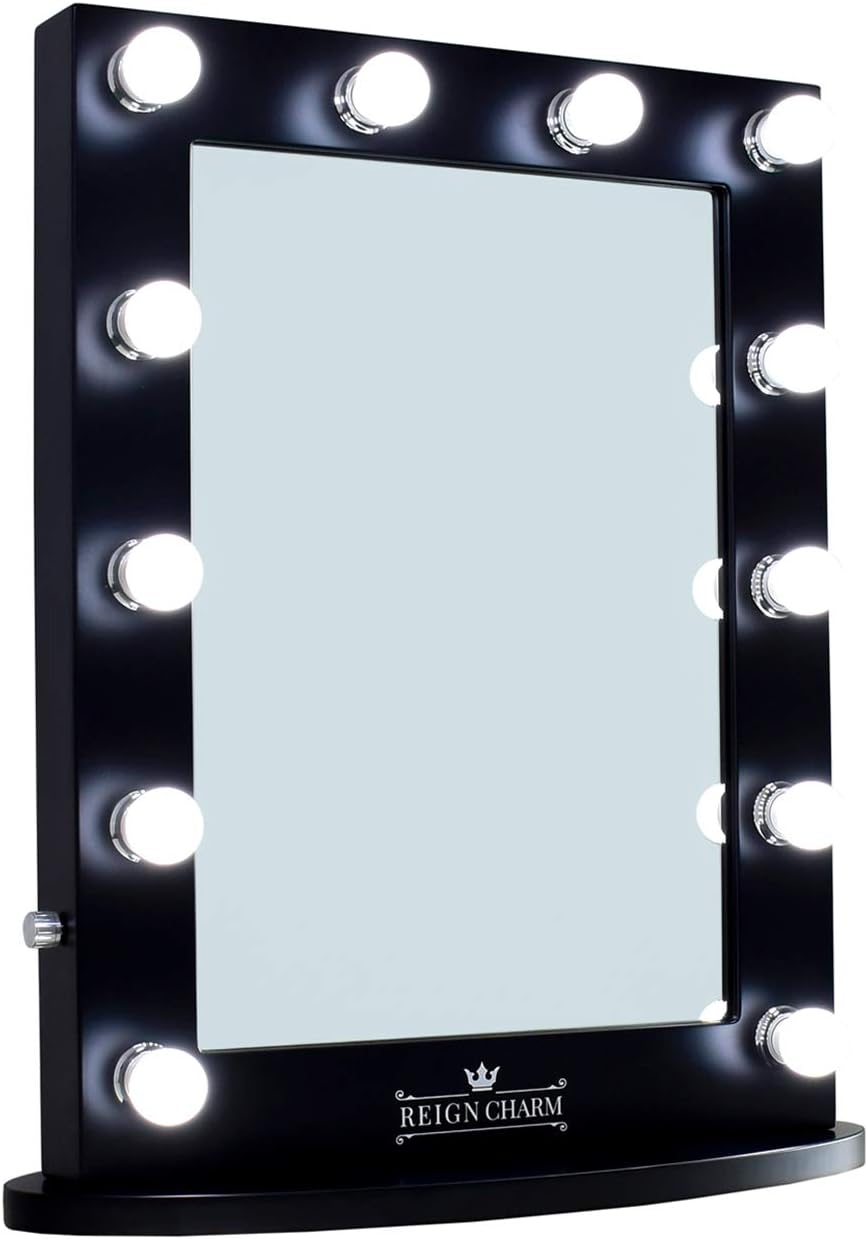 Hollywood Vanity Mirror 12-LED Lights Standard Dual Outlets, Black
