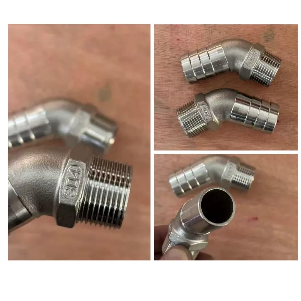 Złącze kolankowe 45 stopni, 1/4" 3/8" 1/2" 3/4" 1" 1-1/4" męskie na 6 mm 8 10 15 20 25 32 Kolanko do węża ze stali nierdzewnej, 1 szt(304 DN20*15MM)