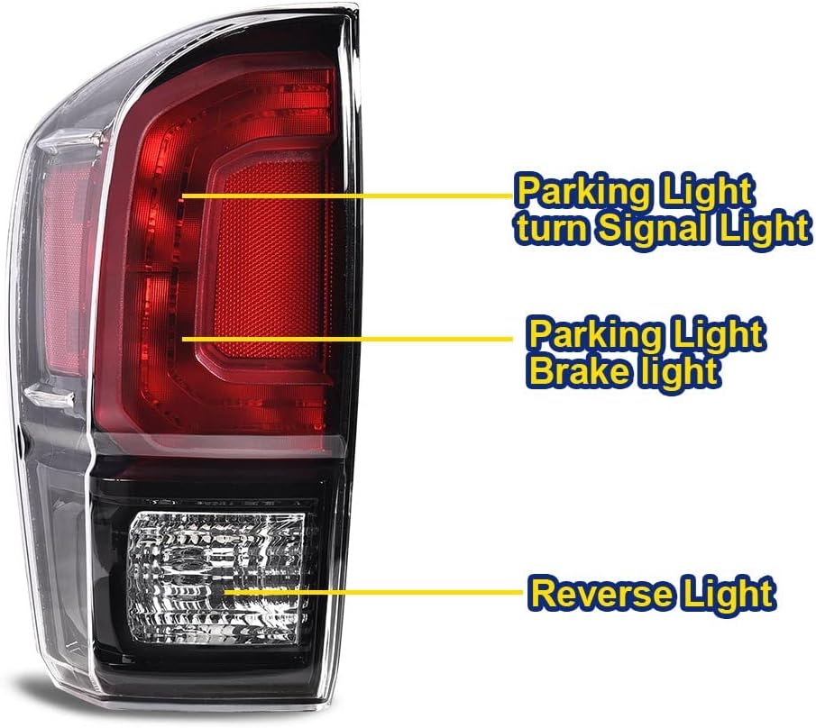 DOTCOM Tail Light Assembly Pair Compatible with Toyota Tacoma 2016 2017 2018 2019 2020 2021 2022 2023 All Models Rear Lamp Left Driver Right Passenger Side TO2800201 TO2801201 8156004200 8155004200