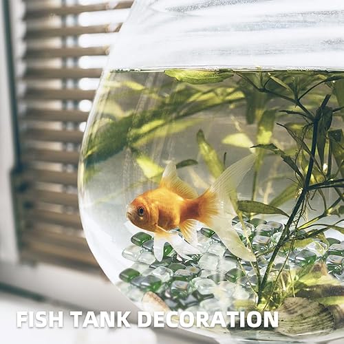 Miniatura 10 de LUEYAO Cuentas de vidrio de mármoles planas, cuadradas, color azul claro y transparente, para rellenos de jarrones, piedra de colores mixtos para