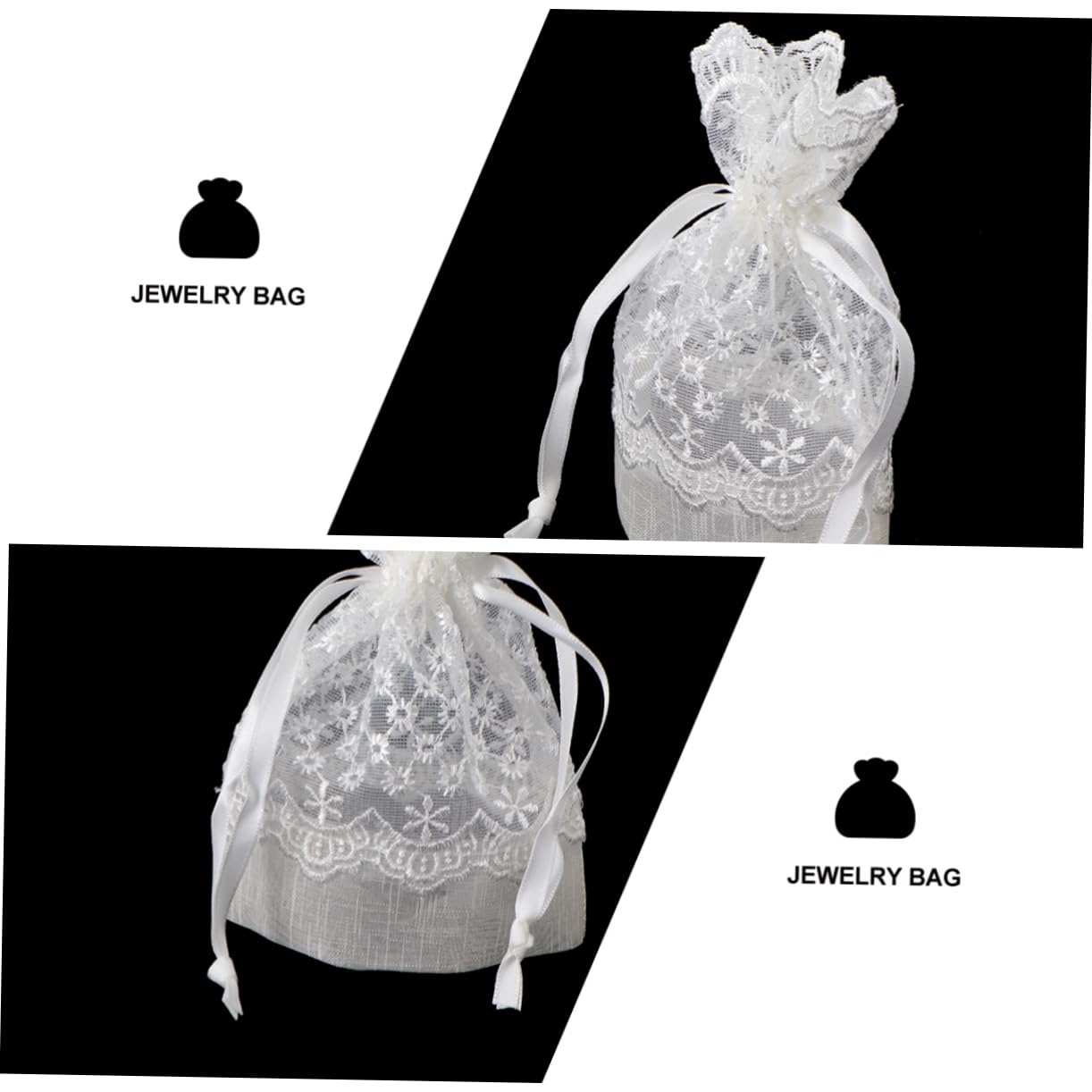 FOMIYES 3 Ensembles En Dentelle De Corde De Bijoux En Fil Flammé En Filet Transparents Pour En Organza De Faveur De Fête Pochettes De Bonbons 12 pièces * 3