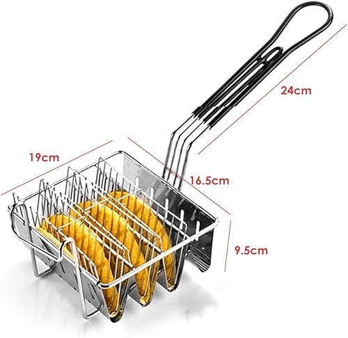 Miniatura 2 de FAMKIT Cesta para freidora de tacos, 4 carcasas, mango desmontable, cesta para freír tacos, capacidad para 4 conchas, soporte para tacos,