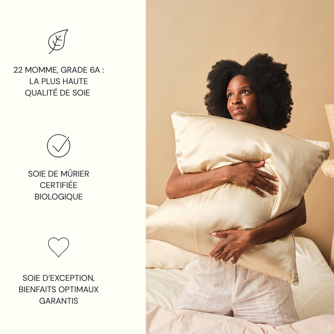 Taies d'Oreiller en Soie 22 Momme pour Cheveux, Gris Glacé