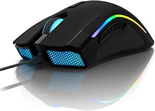 DeLUX Wired Gaming Mouse with 24000 DPI, 7 Programmable Buttons and On-Board Pro Game Software, RGB Ergonomic Gaming Mouse for PC Gamer Computer Laptop (M625BU(3360)-Black)