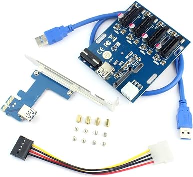 PCIe to PCI Express 1 to 4 Slot Riser Card Mini ITX to External 4 PCI-e Adapter Port Multiplier Card for Minor BTC