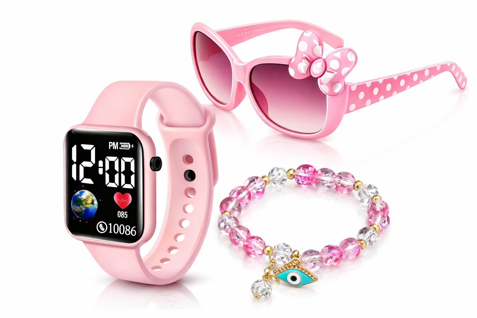 Zynic Kids Digital Watch Gift Set for Girls – Pink Sunglasses, Bracelet & LED Wrist Watch Combo | Birthday Return Gift Set for Kids Girls | Fashion Accessories Gift Pack for 3 to 12 Years-image-15