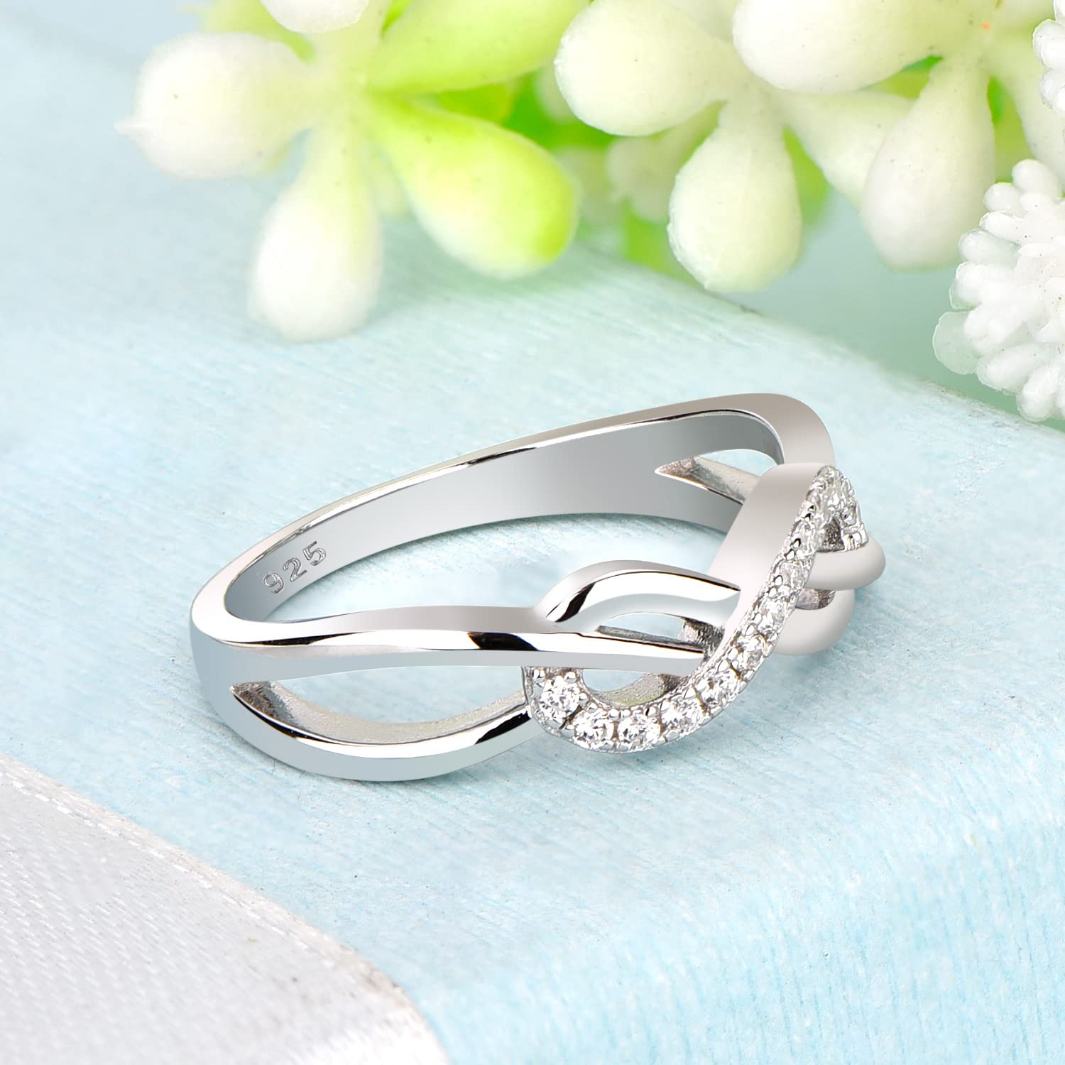 starchenie Unendlichkeit Ringe 925 Sterling Silber Zirkonia Infinity Verlobungsring Ringe für Damen