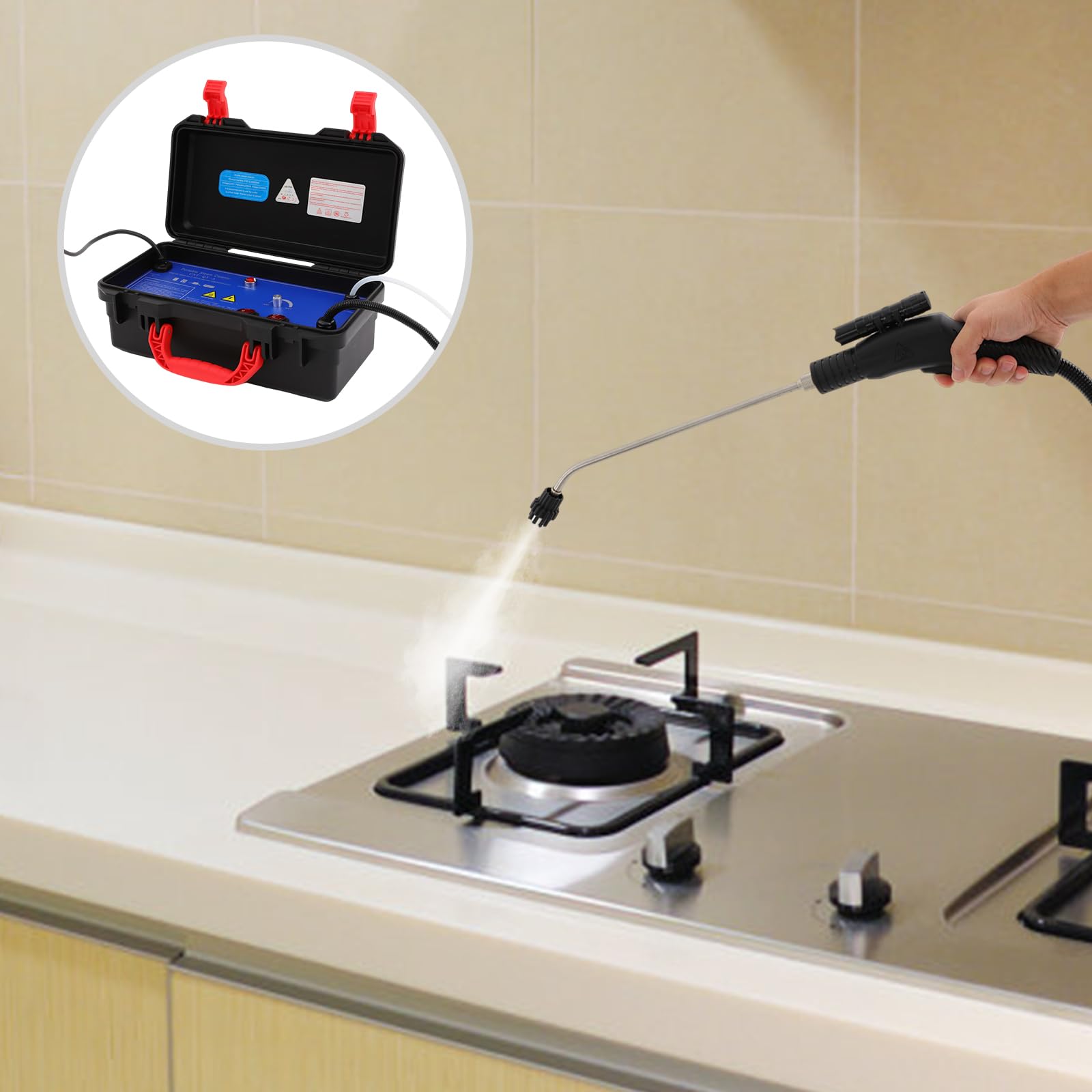 Dampfreiniger, tragbarer Hochdruck-Dampfreiniger 3000W, 3,5 bar, mit Bürsten & Zubehör, für Auto & Haushalt & Reinigung