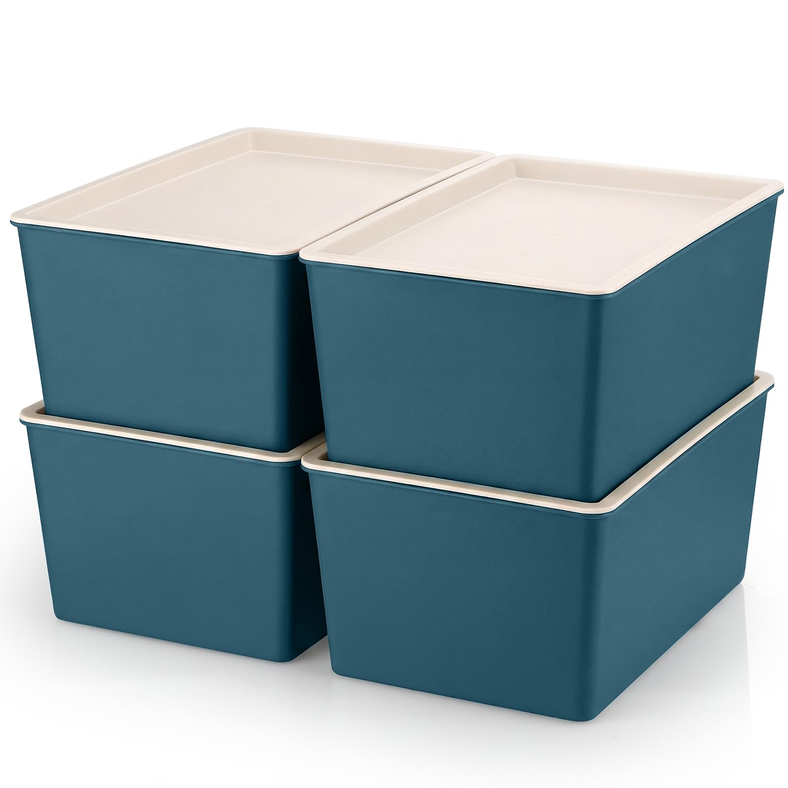 Amazon.com - Menkxi 4 Pcs Storage Bins with Lids Plastic Stackable