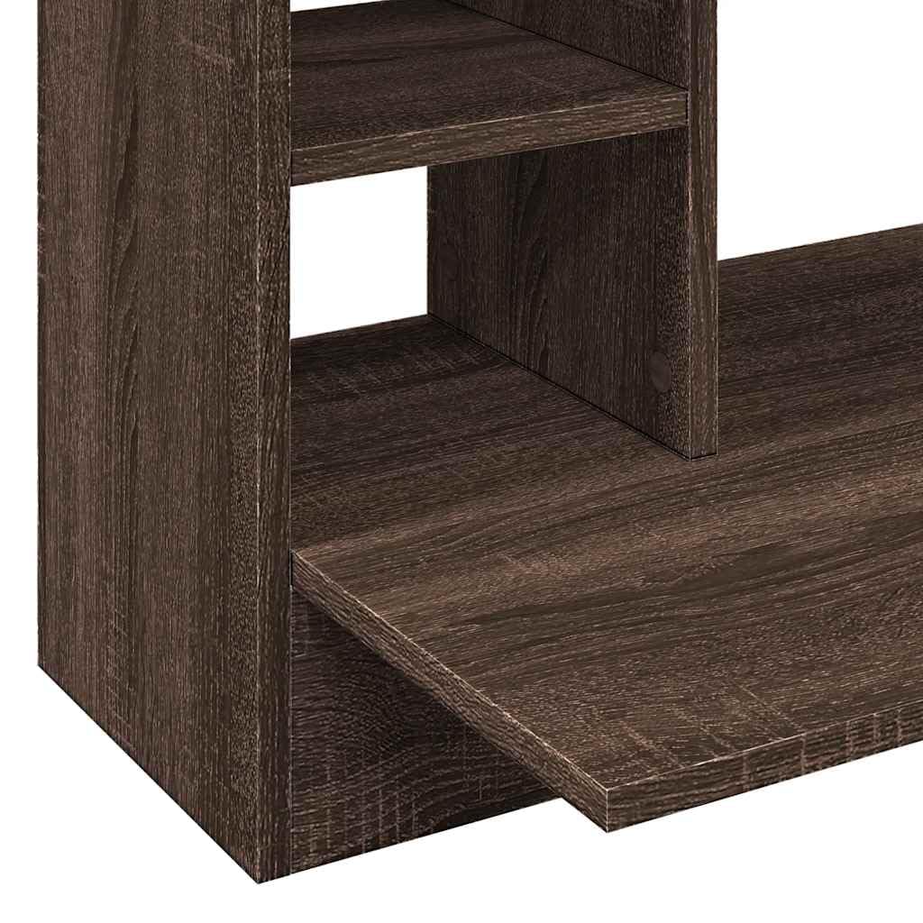 Scrivania da parete marrone effetto rovere, 105 x 48 x 75 cm, tavolo sospeso per laptop in legno con spazio e 6 scomparti, scrivania per computer salvaspazio per casa, ufficio e corridoio