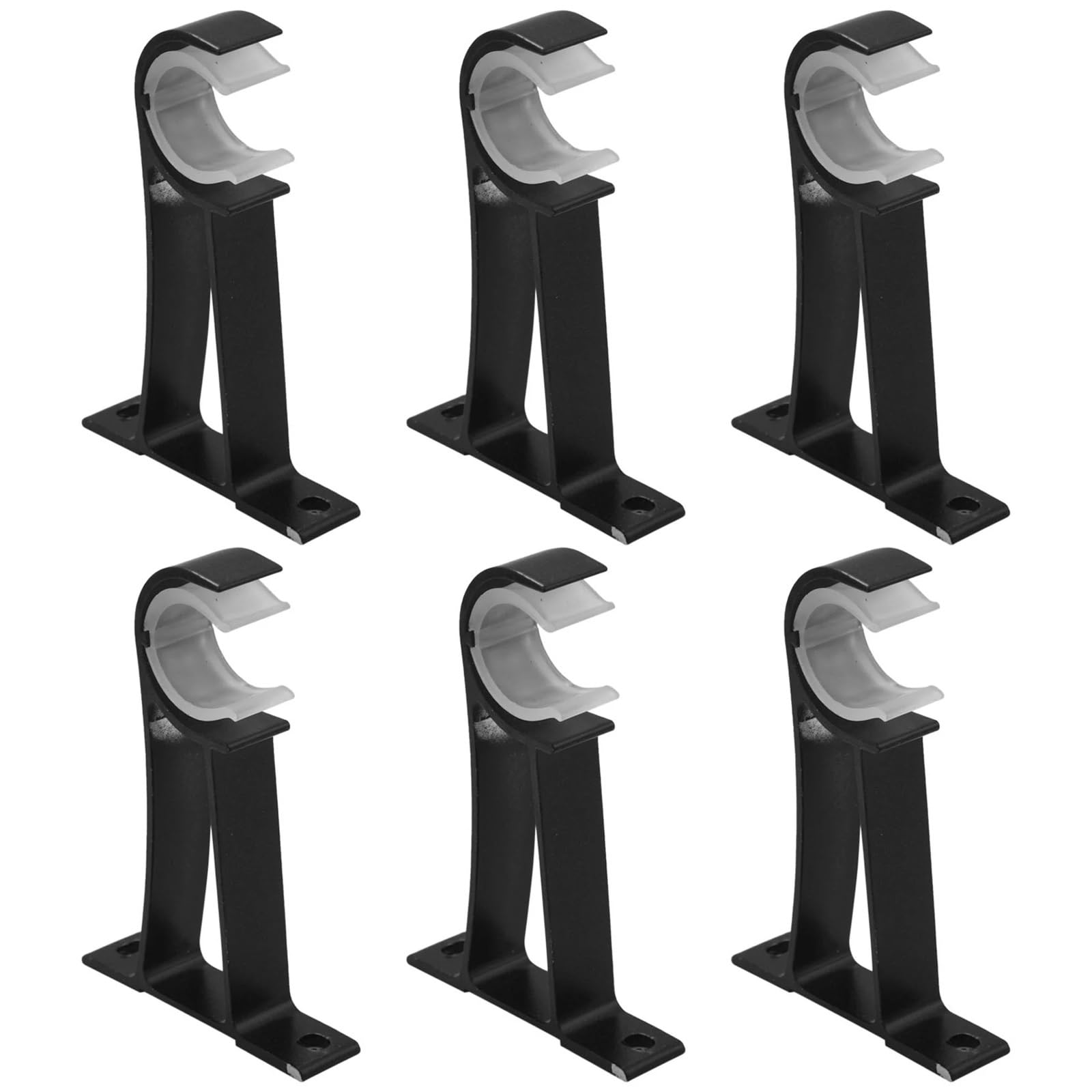 RUWLFE 6 Pcs Especial Single Curtain Rod Brackets For Drapery Aluminum Alloy Heavy Duty Holders for Poles, Wall Rod