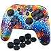 YoRHa Studded Transfert d'impression Housse en Silicone Coque Custom pour Nintendo Switch Pro Manette x 1 (Éclaboussures de Peinture) avec FPS Pro Thumb Grip Poignée Pouce Pro x 8
