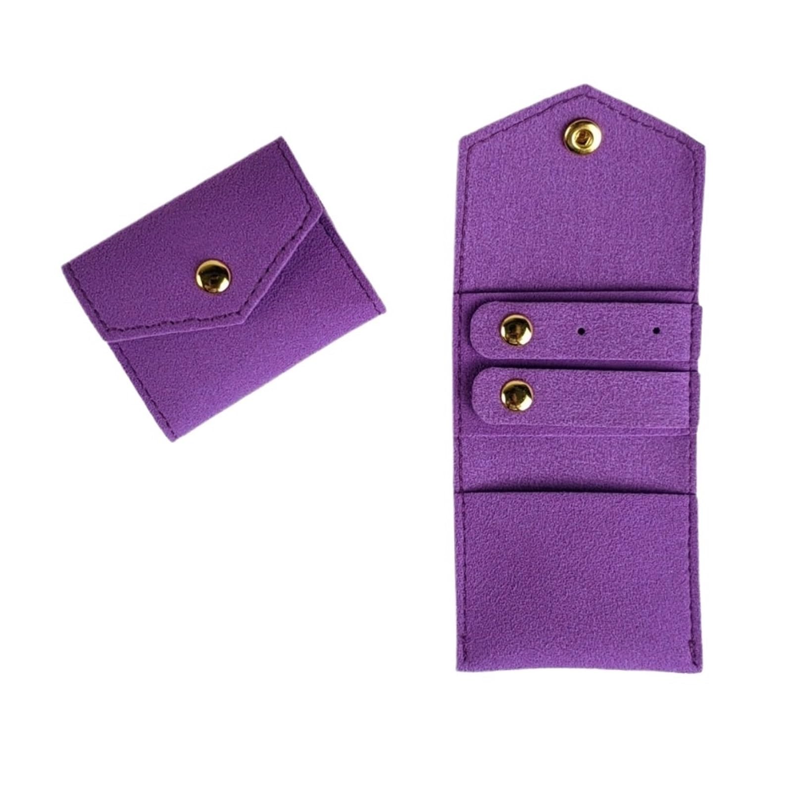 RUWLFE 2Pcs Foldable Jewelry Display Bag Mini Pouch Roll Case For Parties Travel Business Trips for Rings, Necklaces, Earrings(Purple)