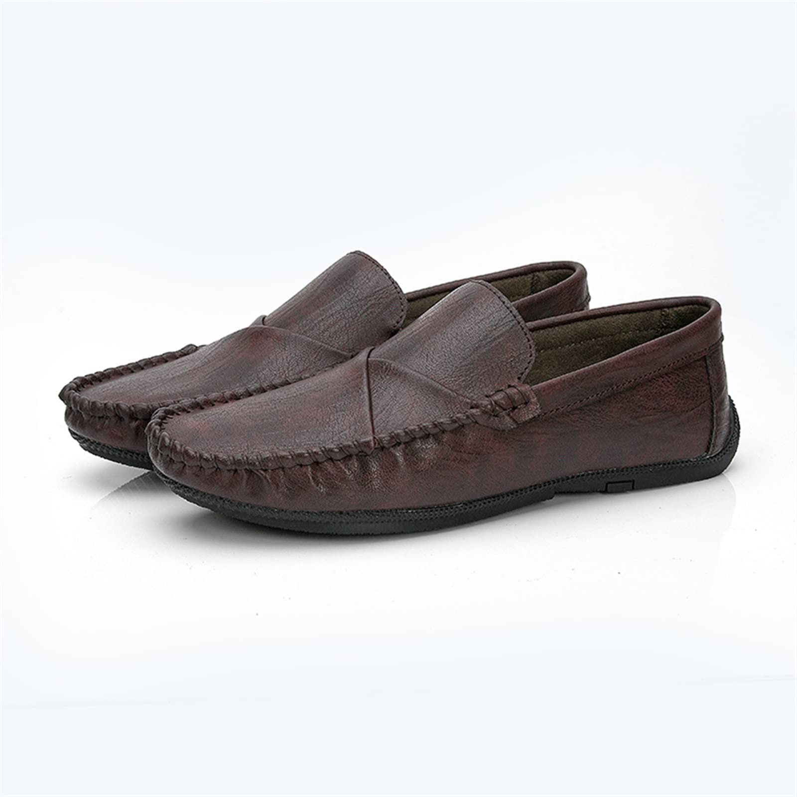 Mens Loafers Shoe Slip On Lightweight Moccasins Shoes Leather Flat Heel Lightweight Comfortable Prom Fashion Slip-on