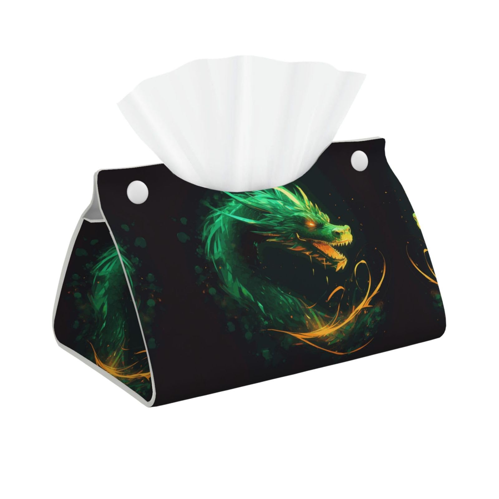 Decorative Tissue Box Cover Chinese Dragon Tissue Box Holder Aesthetic Leather Storage Organizer Box for Bathroom Vanity Tabletop Night Stands Office Funny Home Decorative Tissue Case