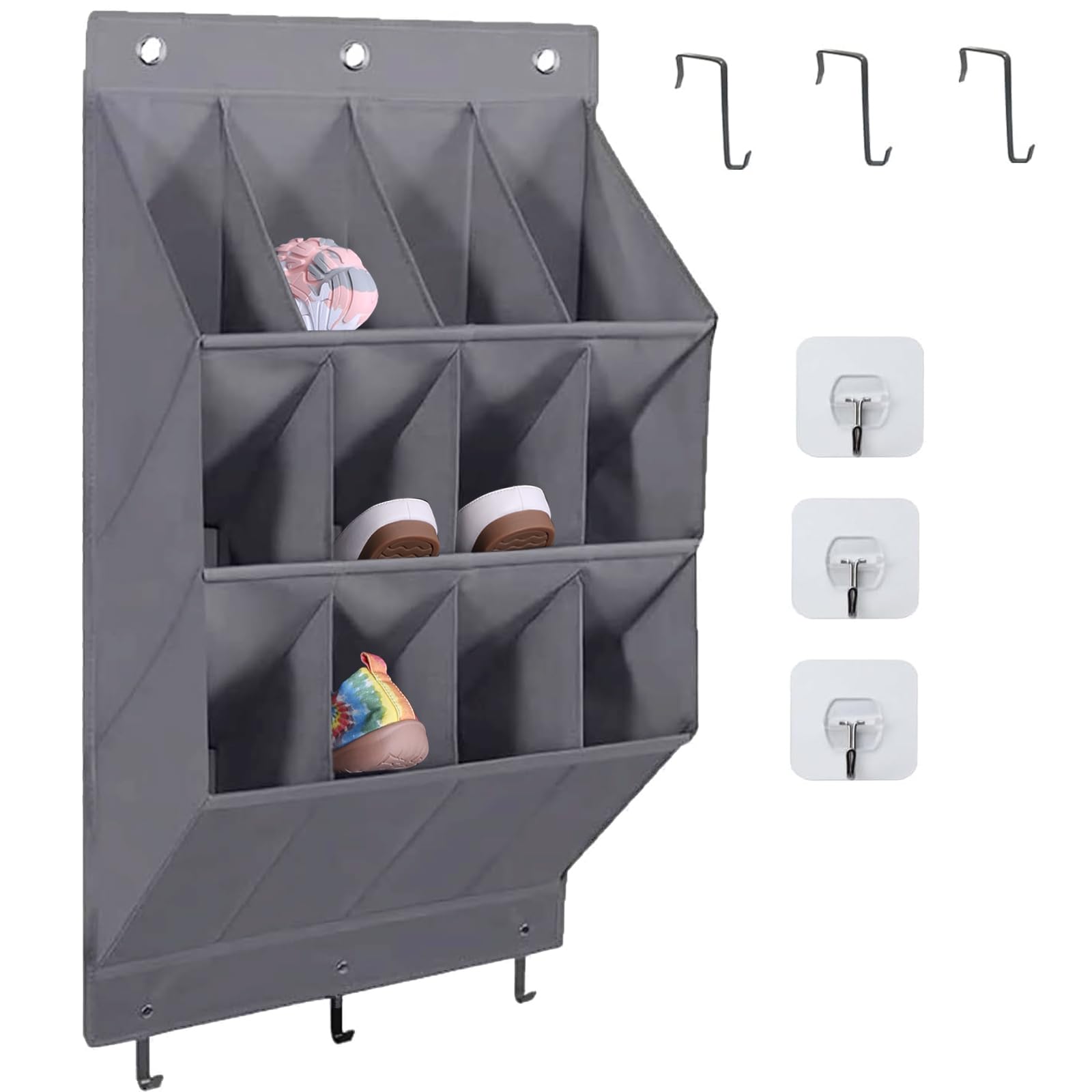 Rangement Chaussure Mural Enfant Range Chaussures Suspendu 24 Poches - Organisateur Mural Avec Crochets Pour Porte Porte Chaussures