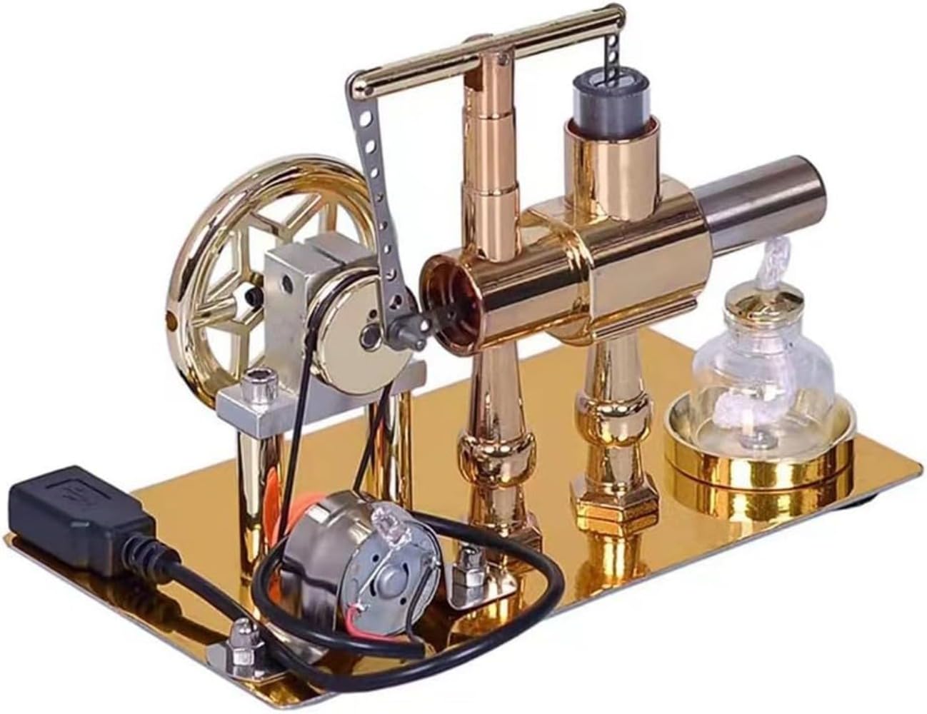 Hophelia Dampfmaschine Modell, Horizontalkessel Dampfmaschinen Modell, Dampfmaschinen-Modellbausatz für Erwachsene und Studenten, Metall externer Verbrennungsmotor Kit mit Schwungrad