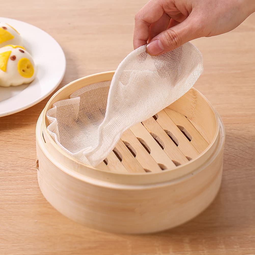 Bremorou 6 Tappetini Rotondi In Silicone Per Cestelli In Bambù - 25 Cm, Adatti Per Vapore E Friggitrice Ad Aria