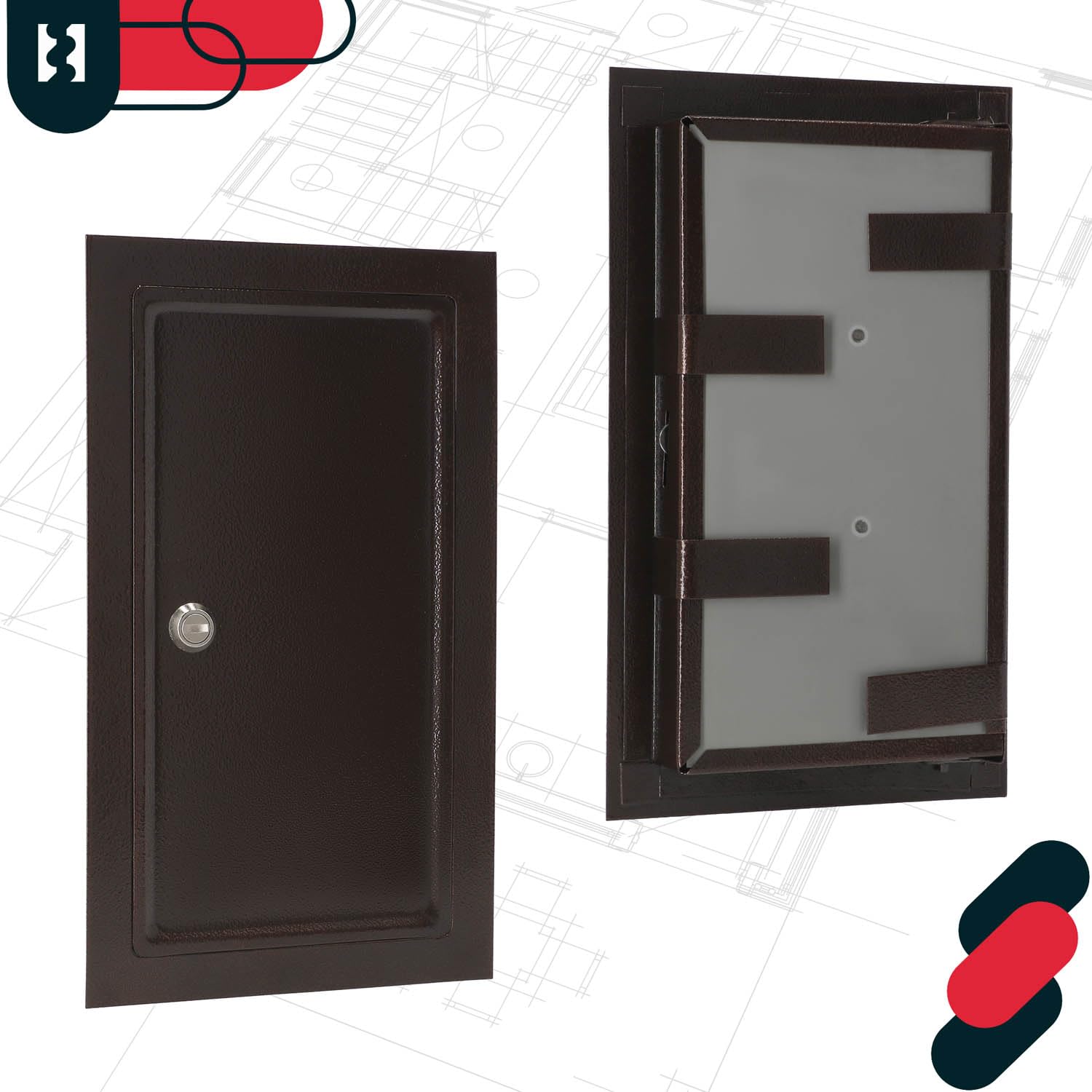 KOTARBAU® Puerta de chimenea de cobre antiguo con escudo térmico para abrir con destornillador o moneda, marrón, 155 x 290 mm