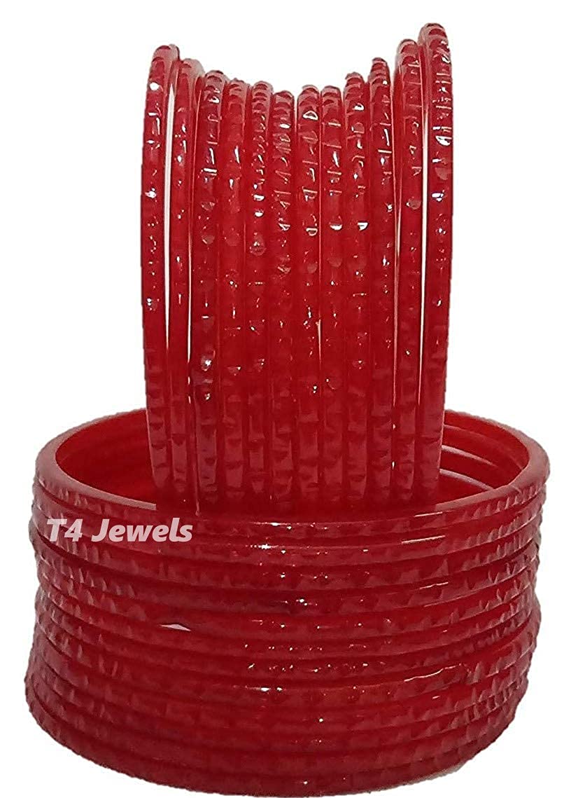 T4 Jewels Plane Cutting Red Colour Bangles/Chudiyan For Women & Girls - (Pack Of 24)_Red_2.8 (B094YV1YLF) Amazon Price History, Amazon Price Tracker