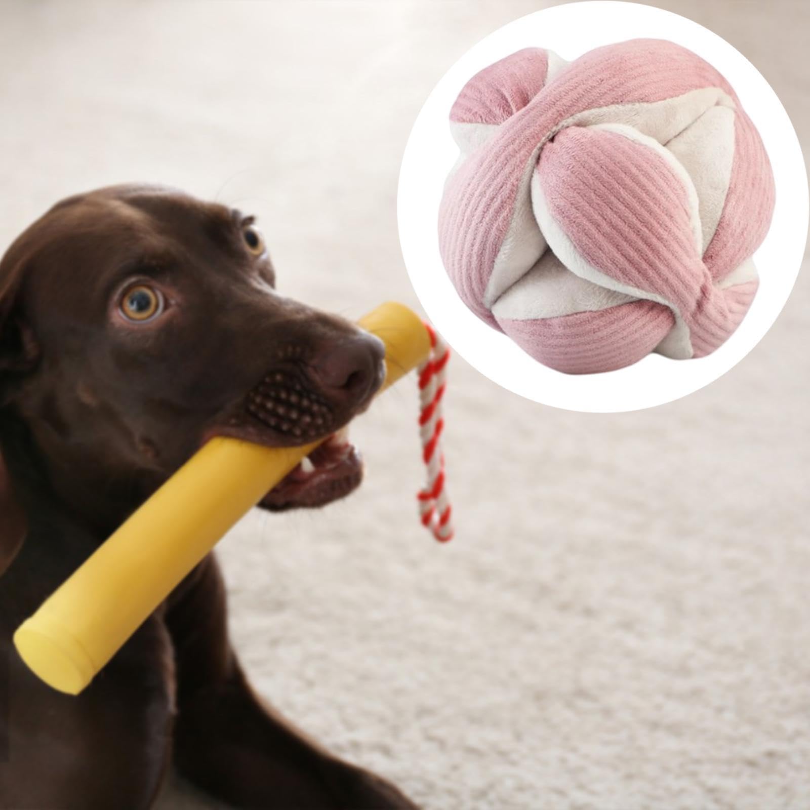 Balle pour Chien Jouet Squeaky Peluche Interactive Chewing Jouet Protecteur Mobilier Stimulant pour Chiens Moyens Adapté Usage Maison Ca, Rose