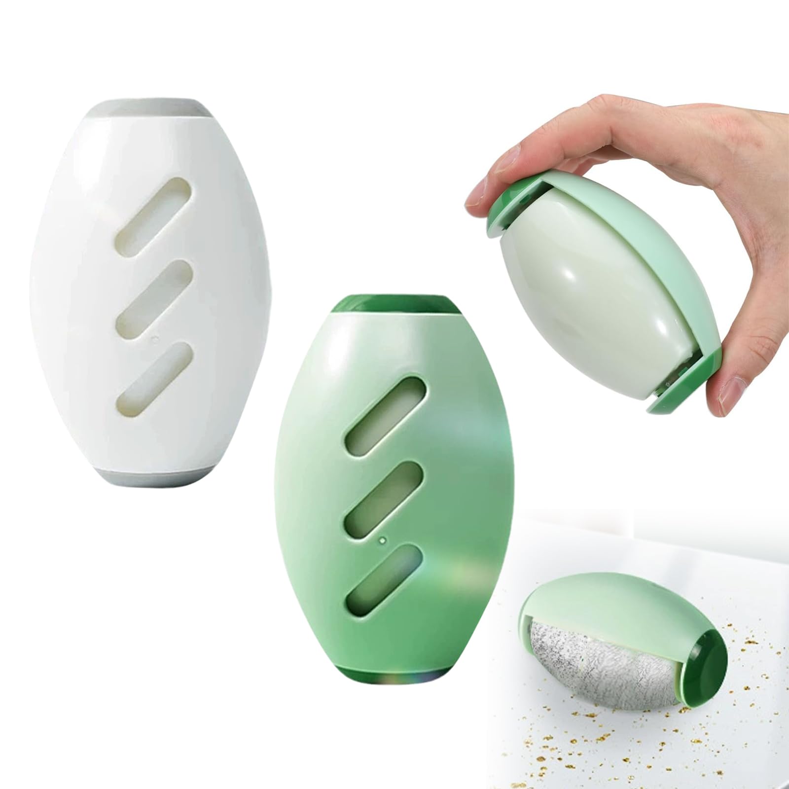 2 Pièces Rouleau Anti-Peluches Réutilisable - Rouleau Adhésif Lavable Pour Poils D'Animaux, Vêtements, Tapis Et Meubles (Blanc Et Vert)
