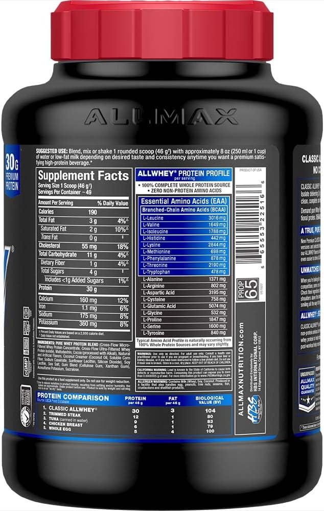 AllMax Nutrition AllWhey Classic, Chocolate, 5lb - Image 2
