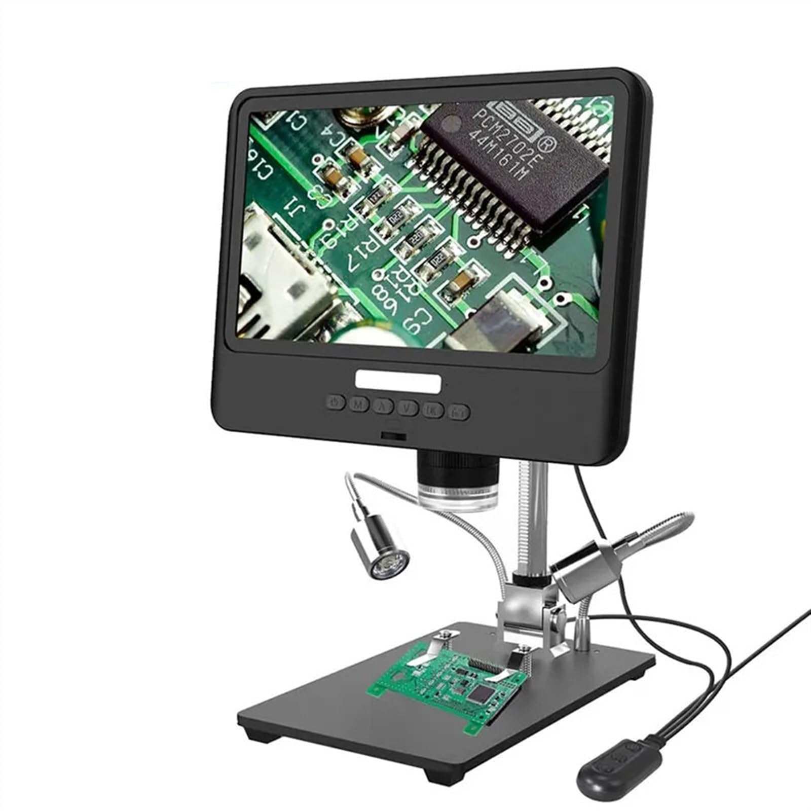 8,5-calowy mikroskop cyfrowy 1080P wyświetlacz LCD lutowniczy z podwójnym źródłem światła metalowy stojak do naprawy zegarka telefonicznego