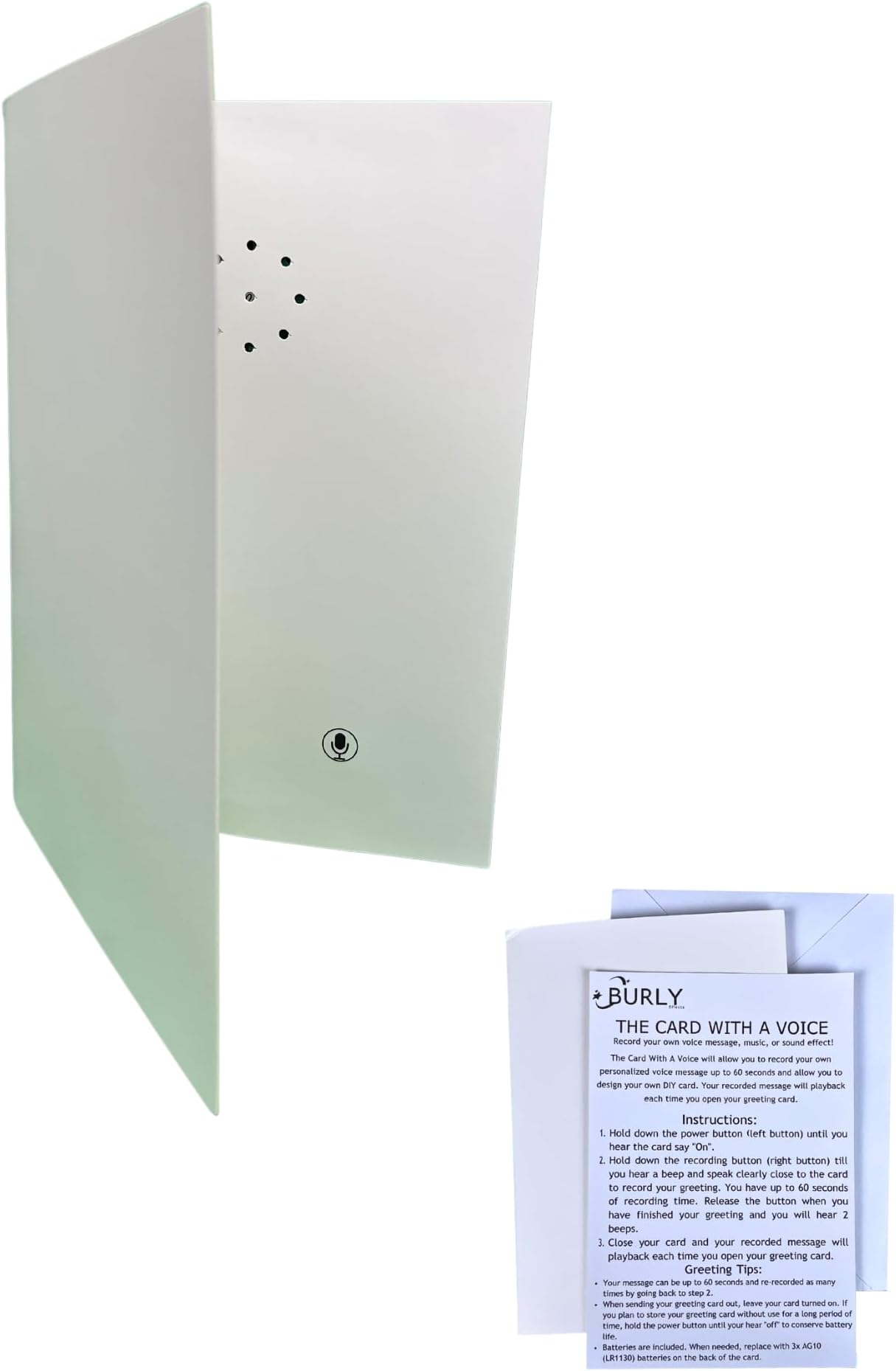 Recordable Talking DIY Greeting Card - Record Custom Voice Message up to 60 seconds with Replaceable Batteries (1 Pack)