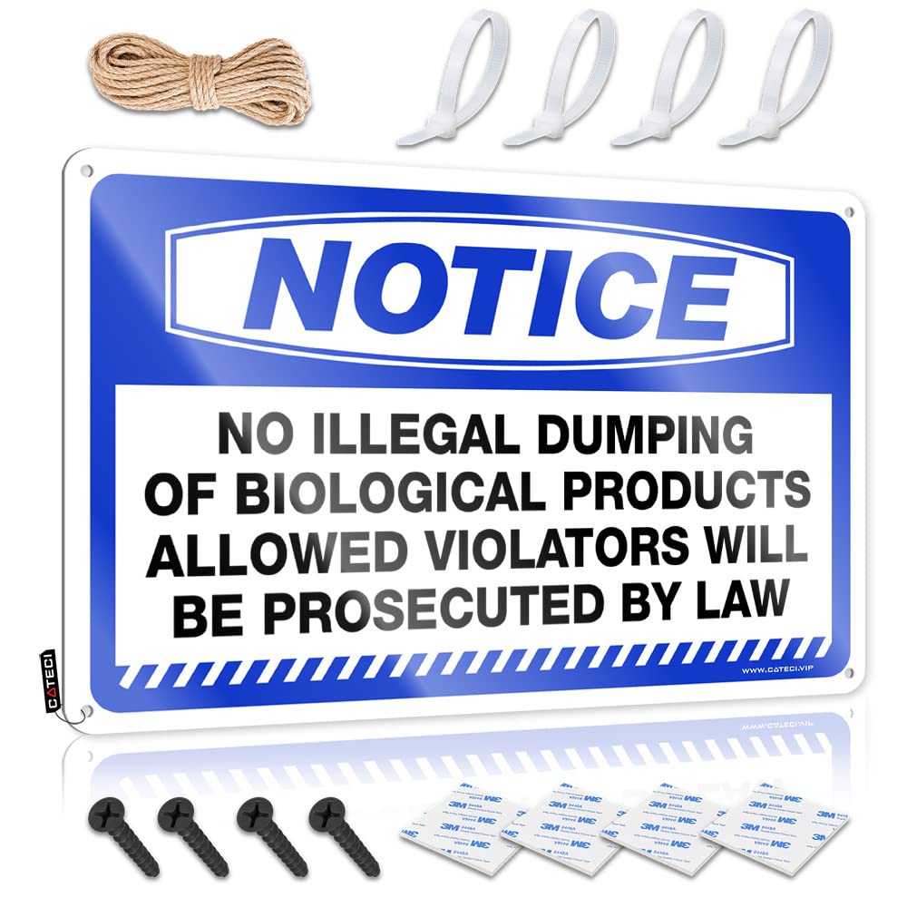 Bar Sign For Outdoor Bar Notice No Illegal Dumping Of Biological Products Tin Sign Desk Signs For Office Funny Funny Garage Tin Sign(20X30CM)