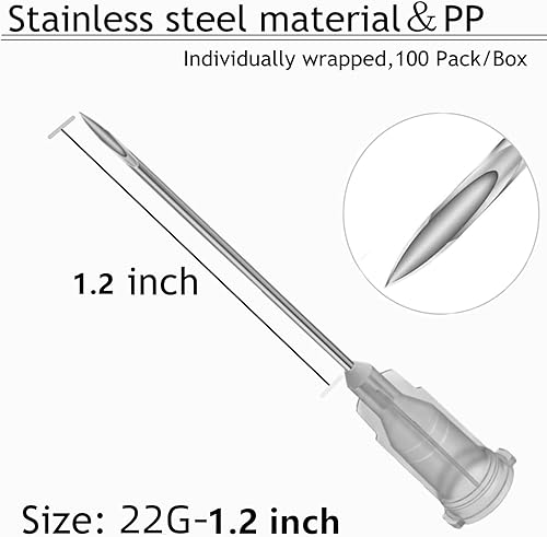 Miniatura 3 de 100 unidades de jeringas de laboratorio desechables de 5 ml/cc con aguja de 22Ga de 1.25 pulgadas Luer Lock, empaquetadas individualmente