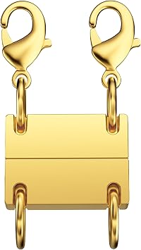 Necklace Layering Clasp - 18K Gold Separator for Layering, Magnetic Multiple Clasps and Closures for Women Chain Extender Double Gold B