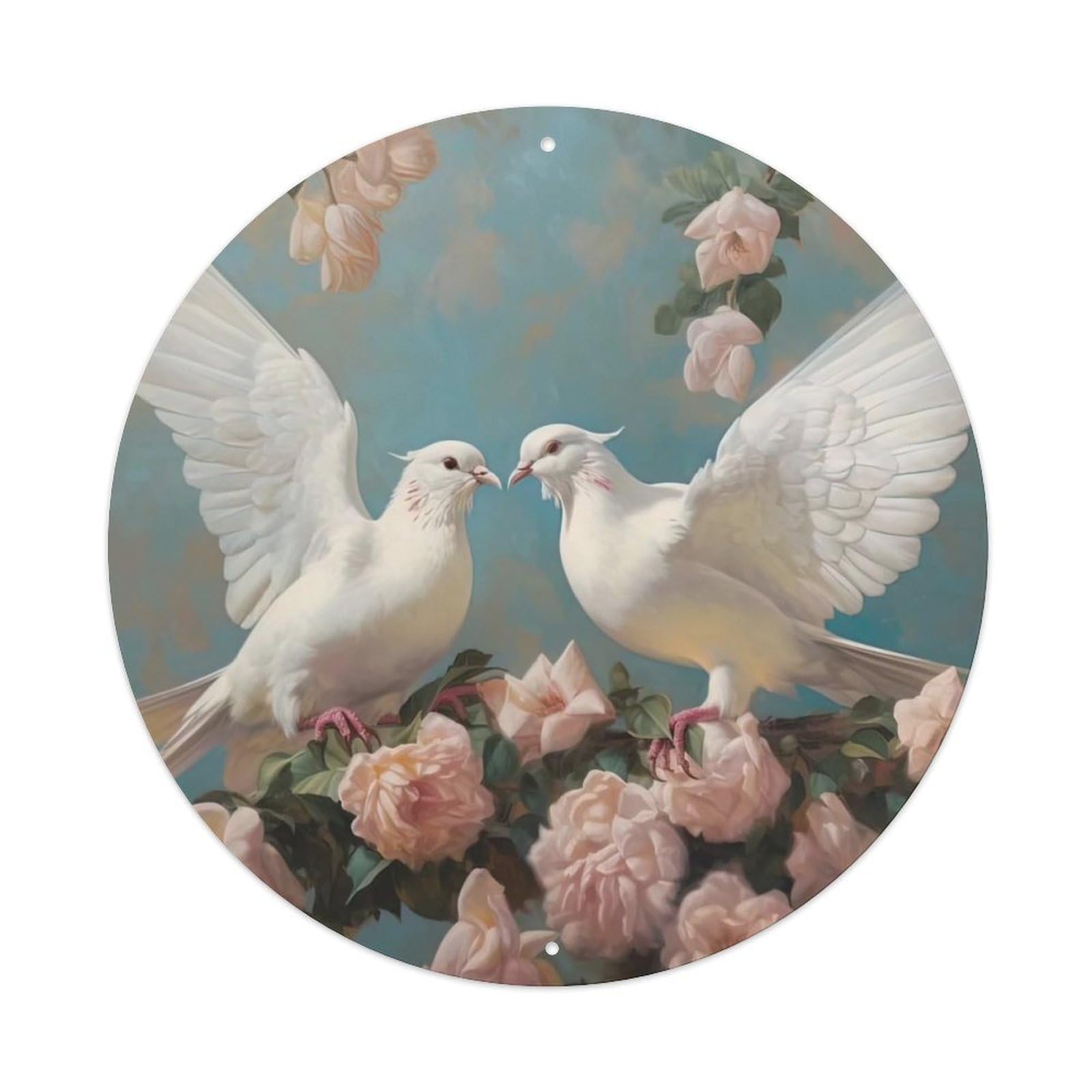 Animal Artwork Two Pigeons Vintage Metal Tin Sign Plaque Wall Decor for Cafe, Club Bar, Office, Garden Metal Poster 8x8Inch