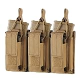 TAILOR JAPAN 3連 ハンドガン ライフル マガジンポーチ MOLLE 5.56mm 9mm ダブルマガジンポーチ サバゲー タクティカルポーチ マグポーチ エアソフト サバゲー ダブルデッカー MOLLE 6本収納 (ブラウン)