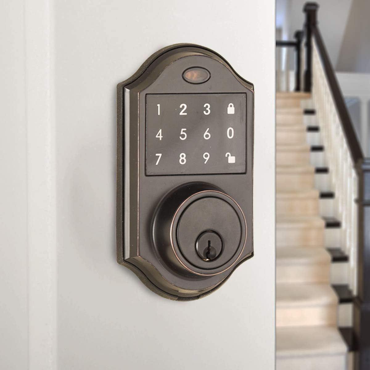 Amazon Basics Electronic Deadbolt Door Lock, Classic, Oil Rubbed Bronze