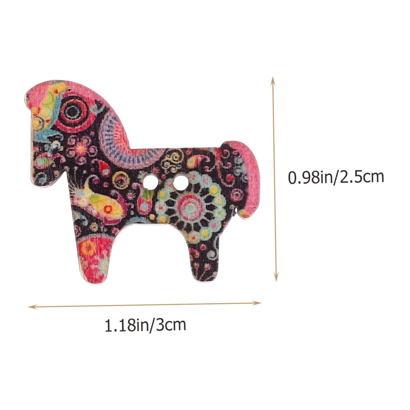 Bottoni Decorativi a Forma in Legno, 50 Pezzi