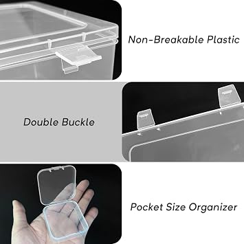 Guyuyii 62 Clear Plastic Bead Storage Containers with Hinged Lids & Labels