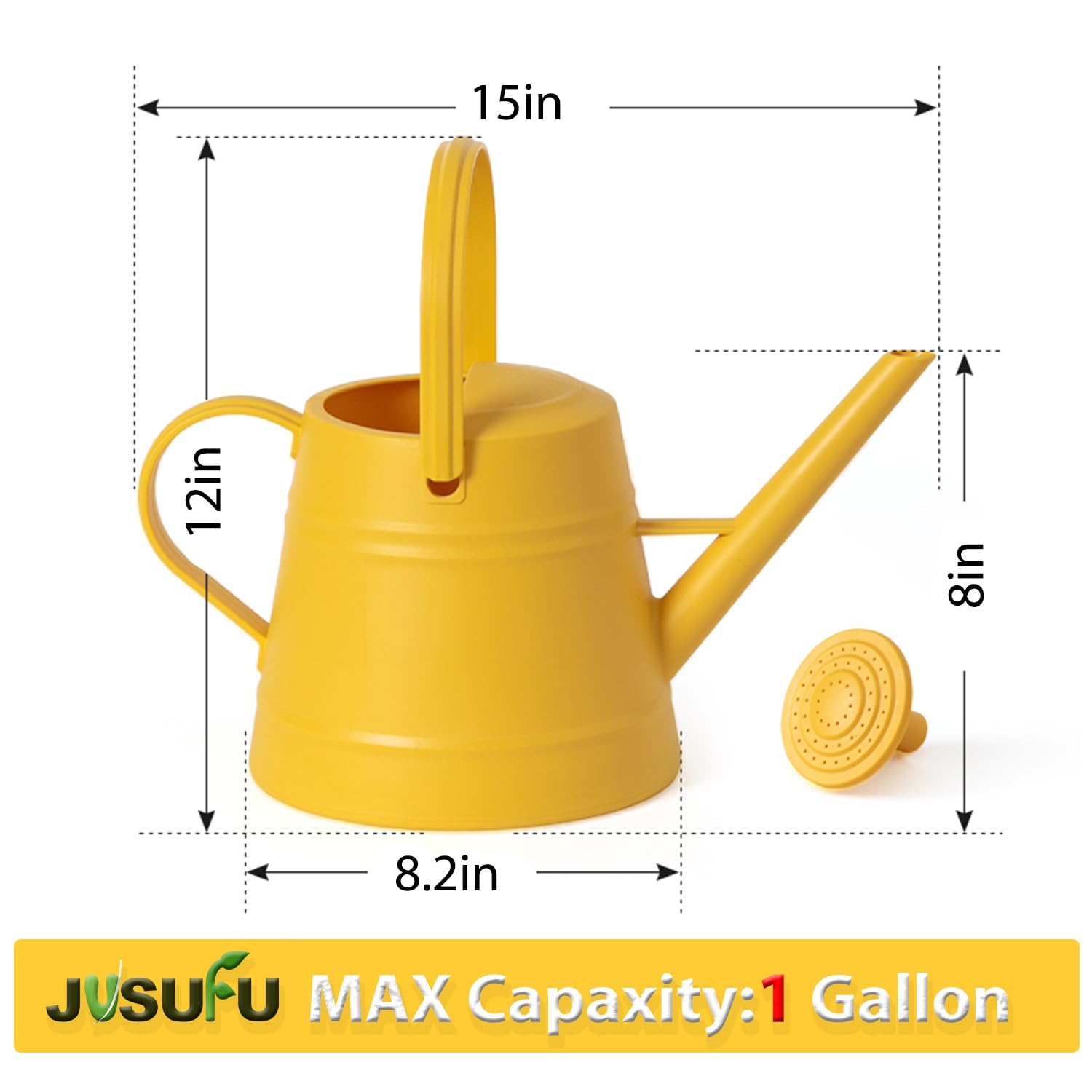 Annaffiatoio per piante da 1 gallone, annaffiatoio per giardinaggio interno ed esterno, con manico ergonomico mobile (giallo)