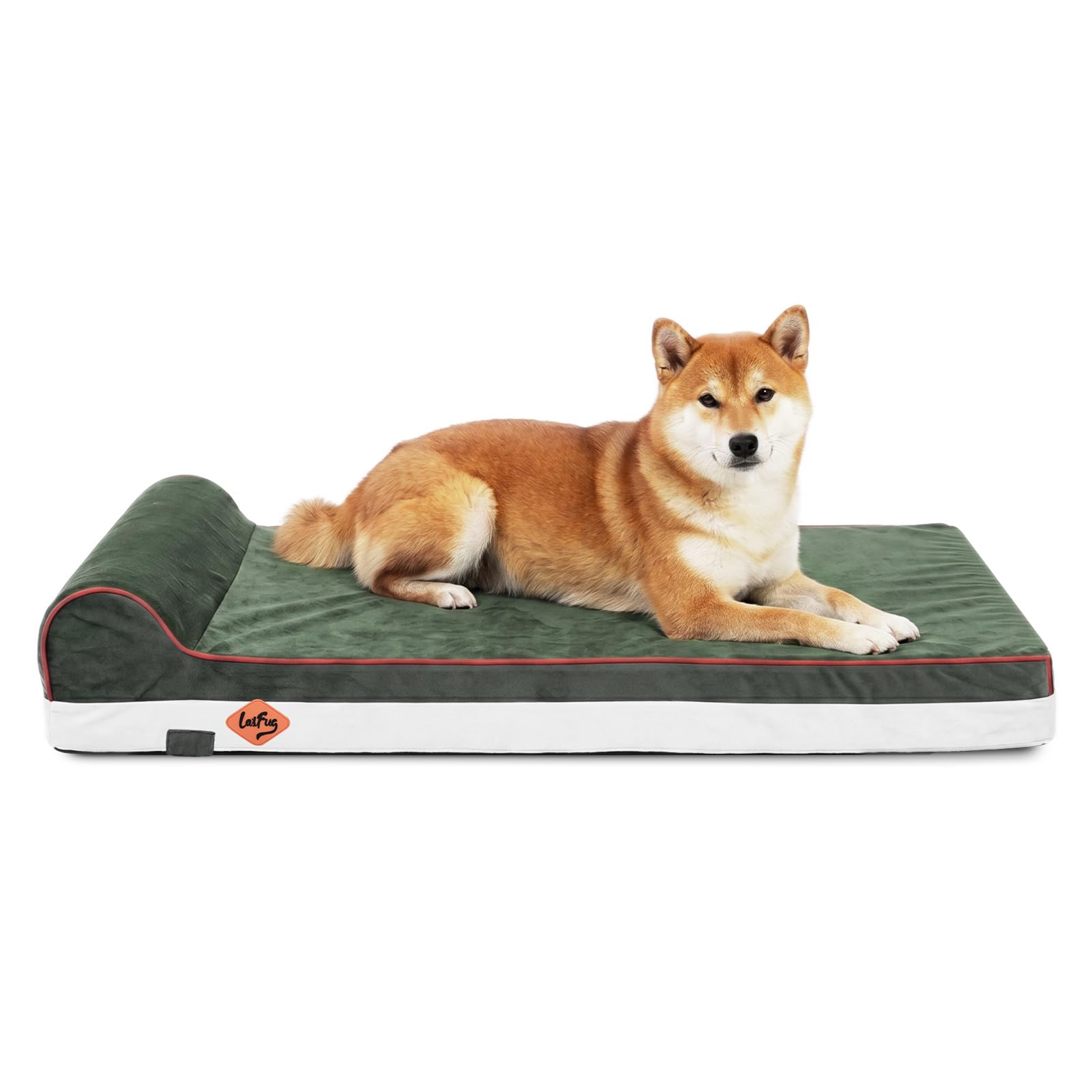 Laifug Orthopedic Memory Foam Dog Bed with Pillow and Durable Water Proof Liner &amp; Removable Washable Cover &amp; Smart Design Medium (34"x22"x5.5"), Dark Green