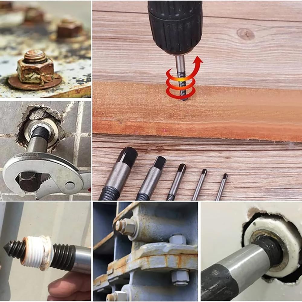 Set di estrattori per Viti da 5 Pezzi, Set di Viti danneggiate da 4 a 18 mm, Strumento di rimozione Facile da estrarre con Bue
