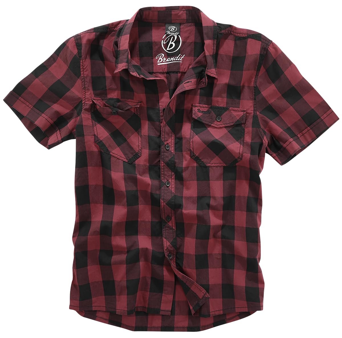 Brandit Roadstar Uomo Camicia Maniche Corte nero/rosso Regular
